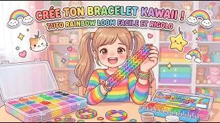 Miniature : 🌈 TUTO Rainbow Loom : Crée ton SUPER BRACELET ARC-EN-CIEL ! (Facile & Kawaii)