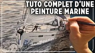 Miniature : TUTO COMPLET D'UNE PEINTURE MARINE PEINTE AVEC L'ACRYLIQUE "GOLDEN OPEN" (ACRYLIQUE À SÉCHAGE LENT)