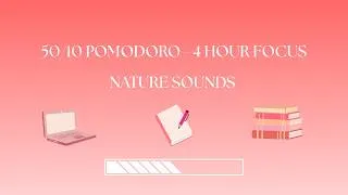Miniature : 50/10 Pomodoro Timer - 4 Hour Study Session I Nature Sounds I Study with me 📚