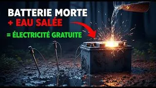 Miniature : Une batterie de voiture morte + eau salée = électricité gratuite. Le brevet a été supprimé en 1969.