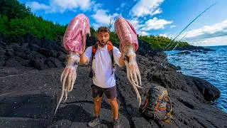 Miniature : 48H Seul pour Pêcher les PLUS GROS Calamars ! (Catch & Cook)