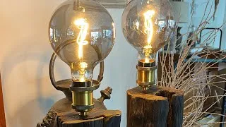 Miniature : TUTO lampes en BOIS FLOTTÉ : Mise en place du fil élec et douille #lifestyle #woodworking #beach