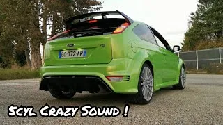 Miniature : Ford Focus RS Mk2 5cyl turbo crazy sound, cold start and tunnel sound. Fly-by in the forest. 