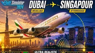 Miniature : J’ai tenté un vol DUBAI → SINGAPOUR… ça a failli MAL tourner 😳✈️ microsoft flye simulator 2024