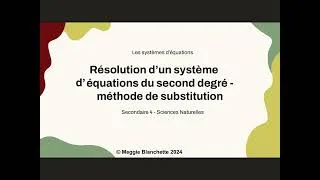 Miniature : Système d’équations du second degré - méthode de substitution
