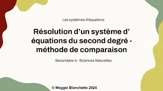 Miniature : Système d’equations du second degré - méthode de comparaison