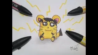 Miniature : je dessine le melange de pickachu et d'un hamster cartoon