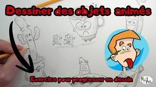 Miniature : Apprendre à dessiner des objets animés (téléphone, lampe, pomme, chapeau, livre, cactus, etc).