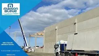 Miniature : CHANTIER INDUSTRIEL : PLATEFORME LOGISTIQUE VIRTUO Pose de murs et de poteaux préfabriqués en béton