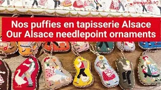 Miniature : Kits de tapisserie puffies rembourrés Alsace - Alsace stuffed needlepoint ornaments kits
