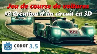 Miniature : Tuto Godot : créer son jeu de course de voiture 3D #2 créer un niveau en 3D