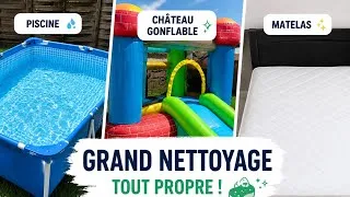 Miniature : 🧼💦 Grand nettoyage du jardin ! Piscine, château gonflable et matelas au propre ✨