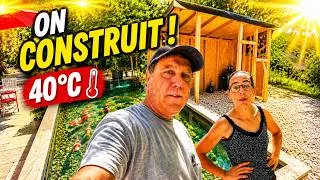 Miniature : Le chantier continue malgré la canicule  fabrication de la cabane du bassin