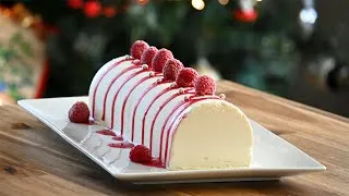 Miniature : Bûche glacée au chocolat blanc et son coulis de framboises - Un dessert de Fêtes rafraîchissant