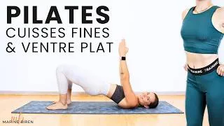 Miniature : 22 Min - PILATES CUISSES FINES et VENTRE PLAT pour débutante à la maison - Marine BIREN