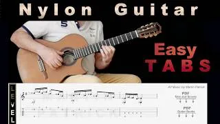 Miniature : Classical Guitar. Easy Tabs. Fingerpicking. Acoustic guitar.