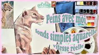 Miniature : Peins avec moi : fond aquarelle lionne ( Temps réel & commenté )