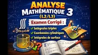 Miniature : 📘 Examen corrigé d’Analyse Mathématique 3 (L2/L3):  Intégrales triples, cylindriques et surfaces