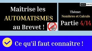 Miniature : Brevet - maîtrise les Automatismes ! Nombres et calculs 4/14 #brevet #calculmental #math #education