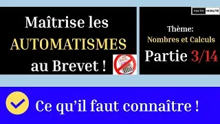Miniature : Brevet - maîtrise les Automatismes ! Nombres et calculs 3/14 #brevet #calculmental #math #fraction