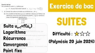 Miniature : Exercice de bac : Suites (Polynésie 20 juin 2024 Sujet 2)