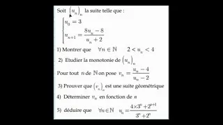 Miniature : Les suites numériques : exercices 1er BAC SM et S.EXP