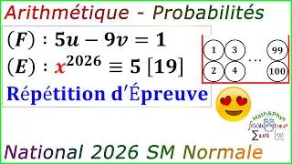 Miniature : Examen National 2026 SM - Arithmétique dans Z - Probabilités