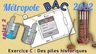 Miniature : Correction BAC 2022, piles historiques, oxydoréduction, Volta, Daniell, piles électrochimiques.