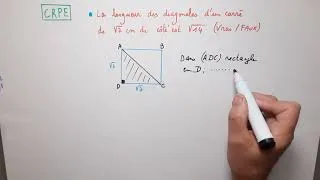Miniature : Calculer une diagonale dans un carré à l'aide du théorème de Pythagore