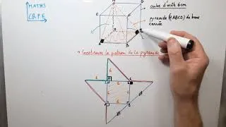 Miniature : 👉 CRPE Maths : construire le patron d’une pyramide insérée dans un cube