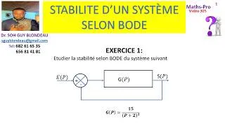 Miniature : exercice corrigé1: Stabilité selon BODE, ASSERVISSEMENT, mage de phase, marge de Gain