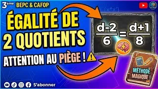Miniature : 3ème : BEPC & CAFOPEgalité de deux quotients : (d-2) /6= (d+1) /8