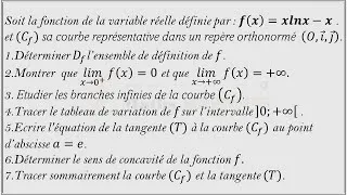 Miniature : Exercice La fonction Ln (exemple d'étude d'une fonction) 2 Bac pc&svt