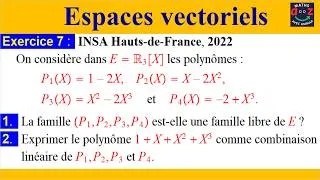 Miniature : Exercice corrigé espace vectoriel : Famille libre, base et coordonnées d'un vecteur dans une base