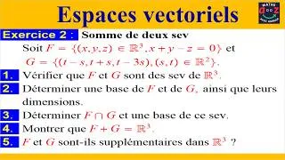 Miniature : Exercice corrigé Espace vectoriel : somme de deux sous espaces vectoriels