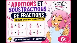 Miniature : 🔢Additions/ soustractions de fractions dénominateurs différents !(dénominateurs non multiples)