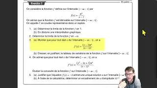 Miniature : Exercice Bac fonction exponentielle, limites, convexité, TVI : explication du sujet