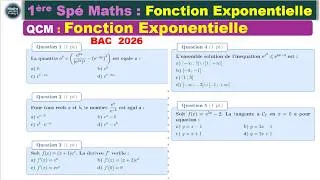 Miniature : Réussir les QCM sur l’exponentielle | Correction expliquée | 1ère Spé Maths