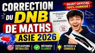 Miniature : Correction Brevet Maths 2026 (Asie-Pacifique) : Sujet Complet Développé !