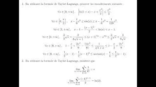Miniature : Exercices sur la formule de Taylor-Lagrange