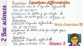 Miniature : Les équations différentielles. Séance 3. 2 Bac. Série d'exercices N1