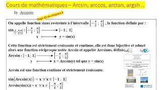 Miniature : Vidéo 36 : Amphi 16 - Fonctions réciproques des fonctions trigonométriques et hyperboliques