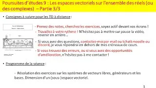 Miniature : Poursuites d'études 9-3 : Ex. sur les systèmes générateurs, Base et dimension d'un espace vectoriel.