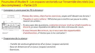 Miniature : Poursuites d'études 9-2 :  Base et dimension d'un espace vectoriel.