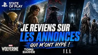Miniature : 🔥 Les annonces du State of Play qui m’ont HYPÉ ! | Wolverine, Tomb Raider, God of War & plus !