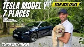 Miniature : Tesla Model Y 2026 version 7 places ESSAI avec Chuck le chien