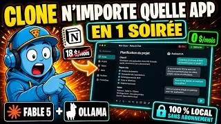 Miniature : J'ai cloné 2 SaaS payants en local et GRATUIT avec Fable 5 (0€ au lieu de 46$/mois) 🤯