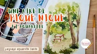 Miniature : Pique-nique en forêt à l'aquarelle - paysage aquarelle facile
