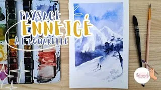 Miniature : Neige et montagne à l'aquarelle - paysage aquarelle facile