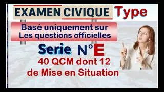 Miniature : Examen Civique Type de 40 QCM avec Question de Mise en Situation, Comme le jour de l'examen [N° D]